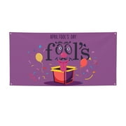 Happy April Fools' Day Banner Backdrop Porch Sign Small Holiday Banners for Room Yard Sports Events Parades Party