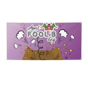 Happy April Fools' Day Funny Pattern Banner Backdrop Porch Sign Small Holiday Banners for Room Yard Sports Events Parades Party