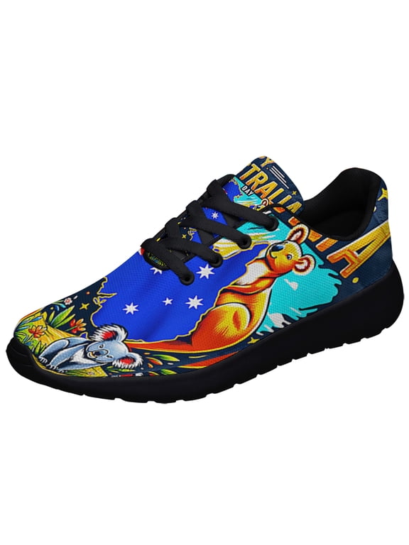 Happy AuStalia Day Kangaroo and Koala Shoes Sneakers Black Size 7.5