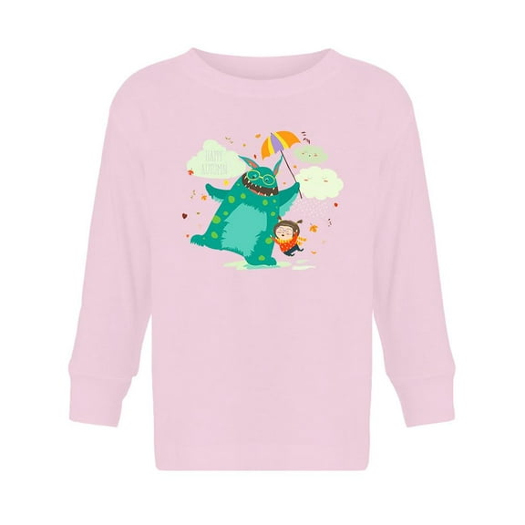 Happy Autumn Monster And Girl Long Sleeve Toddler -Image by Shutterstock,  2 Toddler