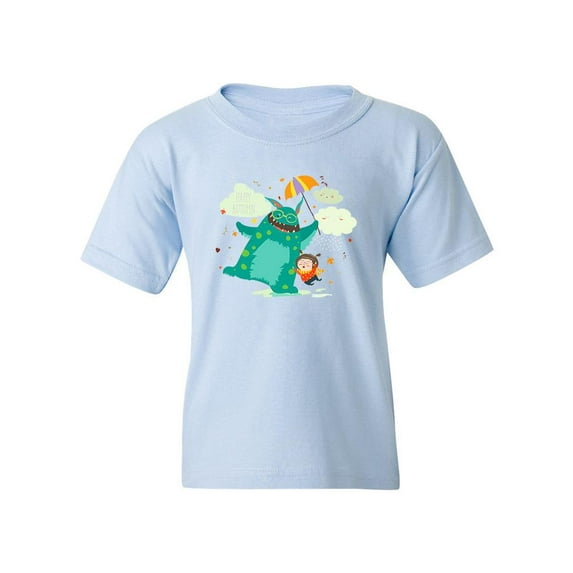 Happy Autumn Monster And Girl T-Shirt Juniors -Image by Shutterstock, Small
