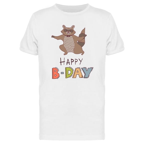 Happy B-Day Raccoon T-Shirt Men -Image by Shutterstock, Male Large