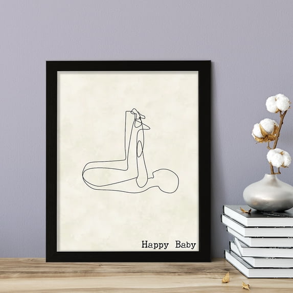 Happy Baby, 5 x 7 Black FRAMED Print Yoga Wall Art