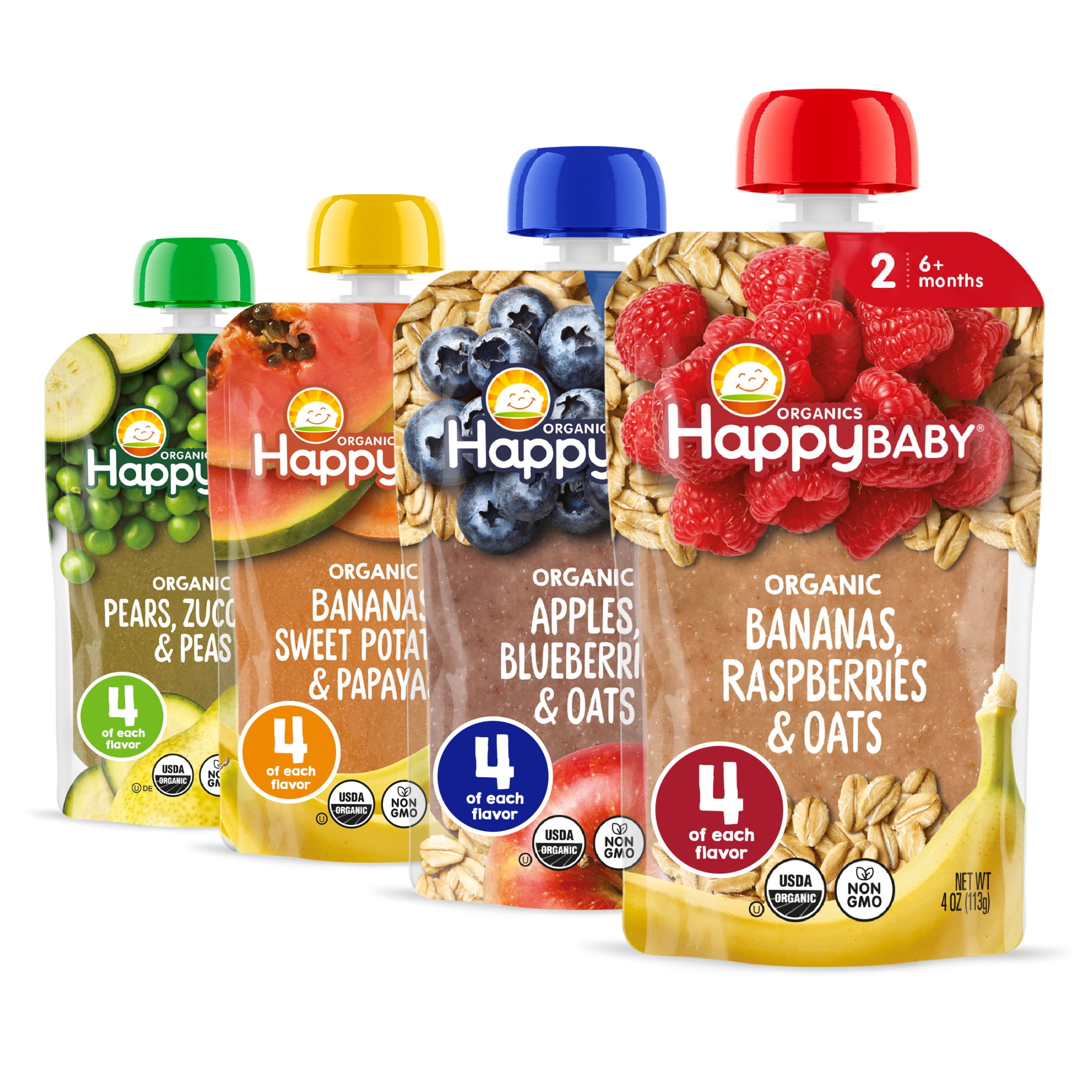 Happy Baby Organics Clearly Crafted, Stage 2, Four-Flavor Oats