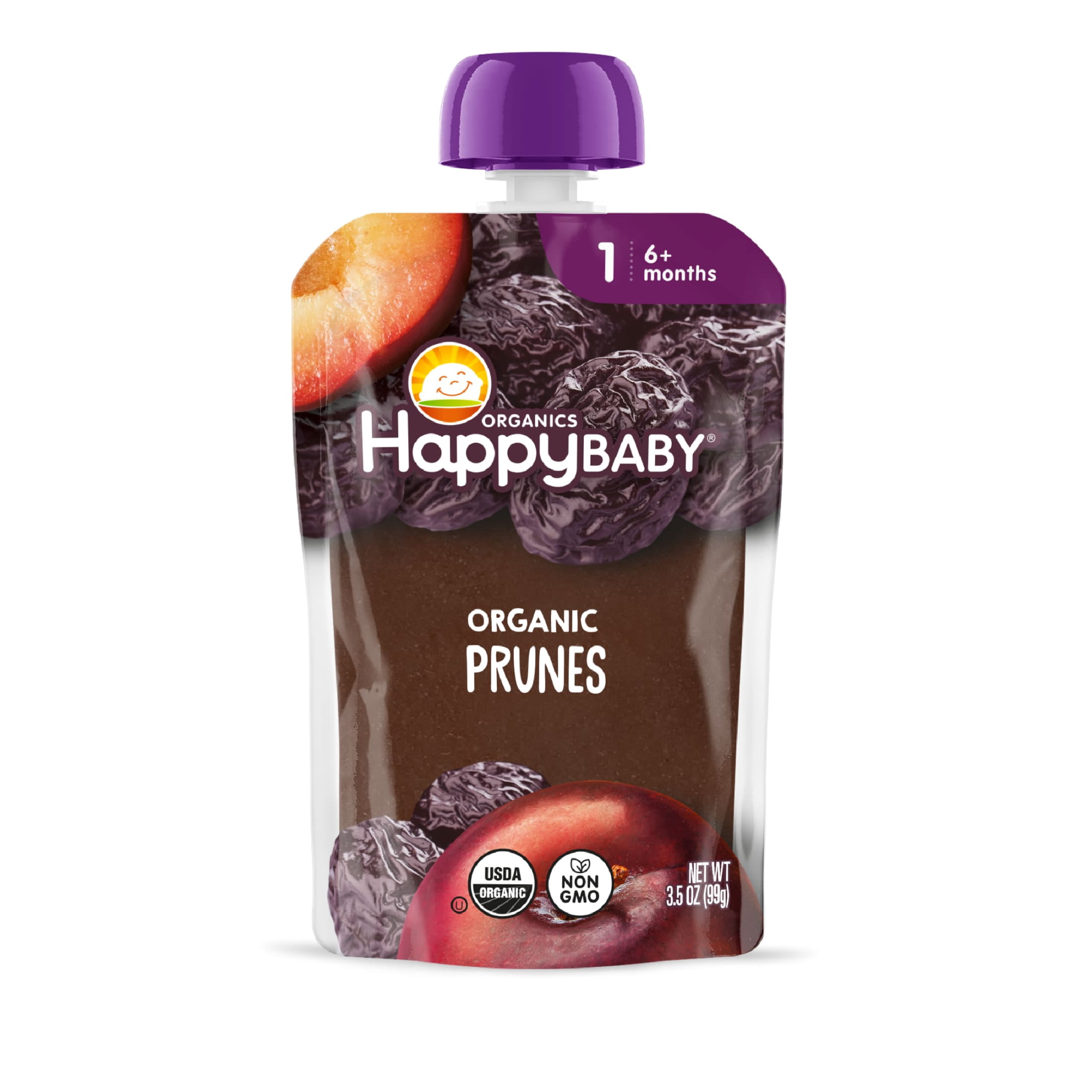 Happy Baby Clearly Crafted, Stage 1 Organic Baby Food Pouch, Prunes, 3.5 oz.