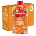 thumbnail image 1 of (8 Pouches) Happy Baby Clearly Crafted, Stage 2, Organic Baby Food, Carrots, Strawberries & Chickpeas, 4 Oz, 1 of 10