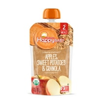 Happy Baby Organics Clearly Crafted, Stage 2 Meals, Apples Sweet Potato & Granola, Organic Baby Food, 4 oz Pouch