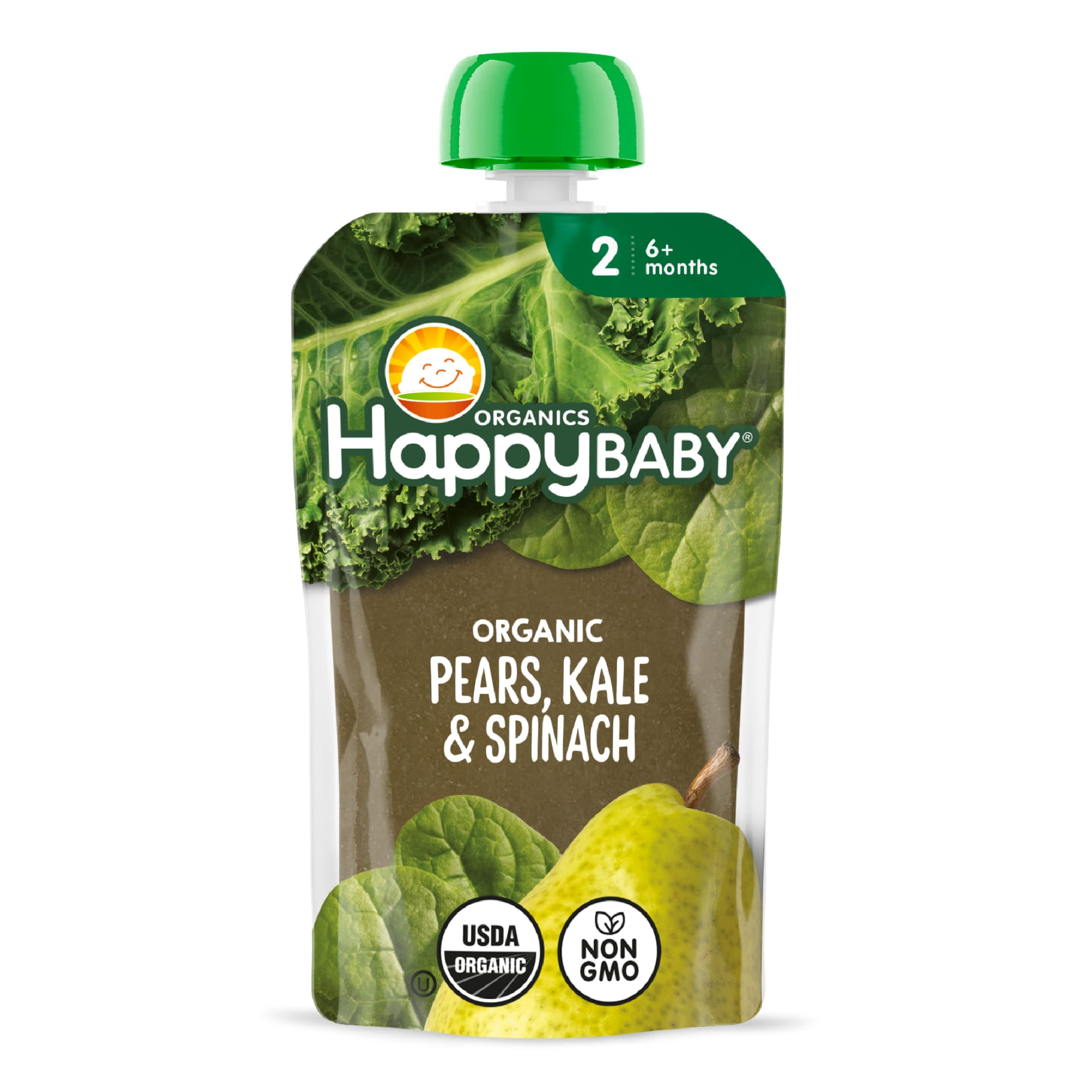 Happy Baby Clearly Crafted, Stage 2 Organic Baby Food, Pears Kale & Spinach, 4 oz. Pouch