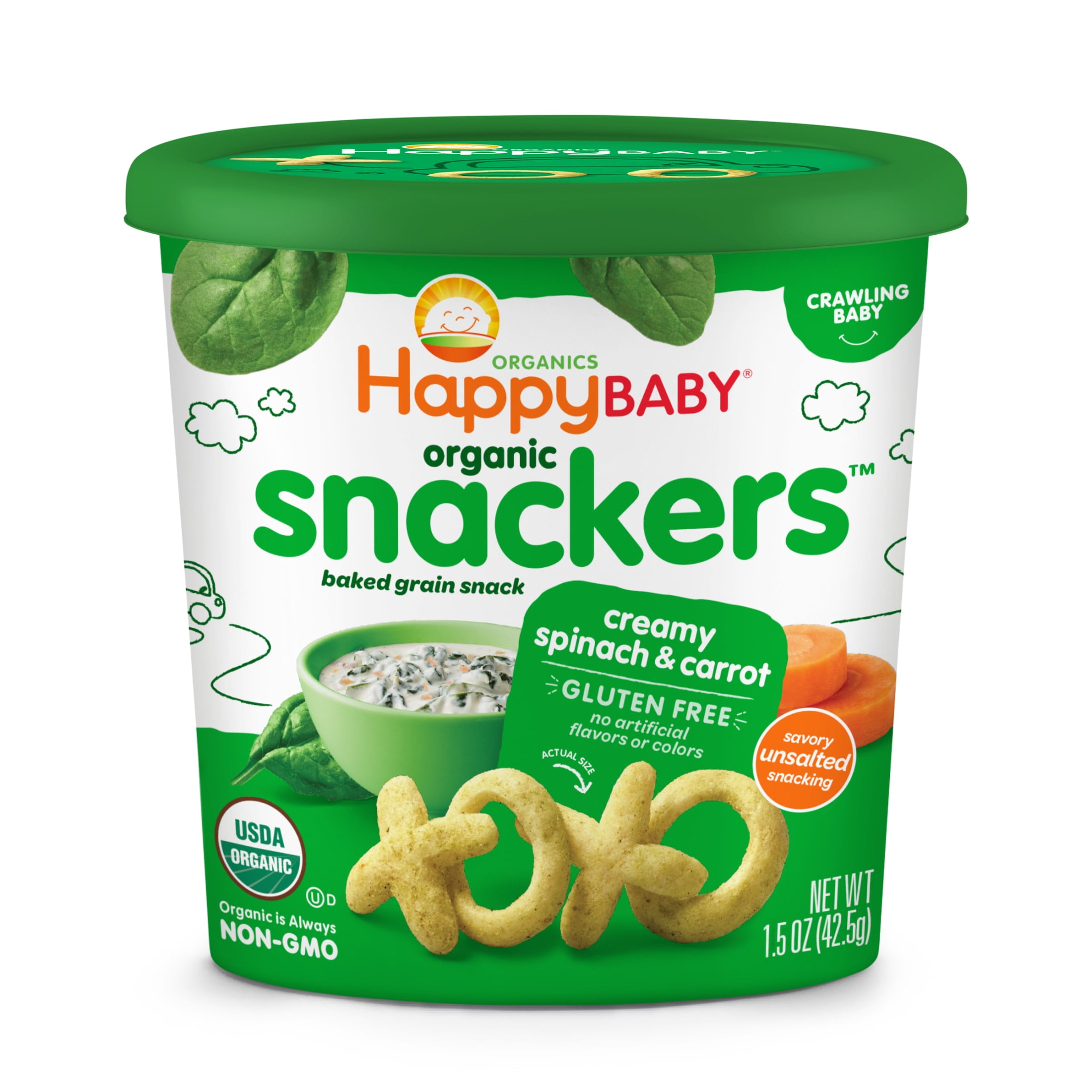 Happy Baby Organics Snackers, Creamy Spinach Carrot Organic