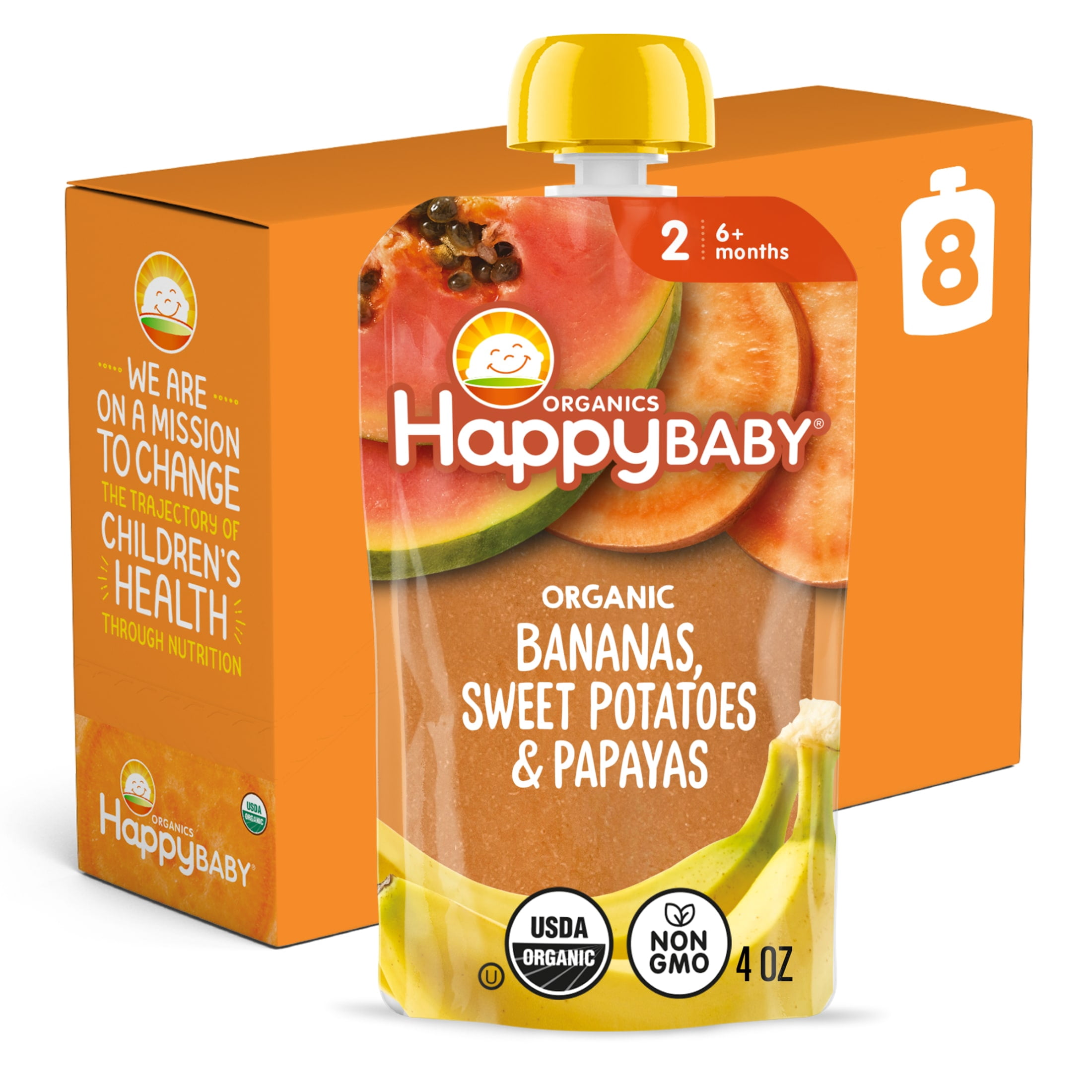 Clearly Crafted Stage 2 Organic Baby Food, Bananas, Sweet Potatoes & Papaya Pouches, Pouches, 4 oz. (8 pack)