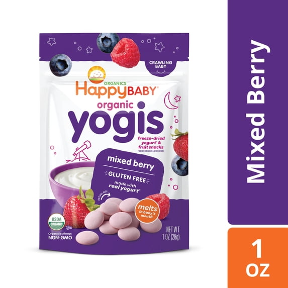 Happy Baby Yogis, Freeze-Dried Baby Snack, Mixed Berry & Yogurt Organic, 1 oz Bag