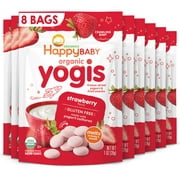 Happy Baby Organics Yogis, Strawberry & Yogurt Organic Freeze-Dried Baby Snack, 1 oz Bag (8 pack)