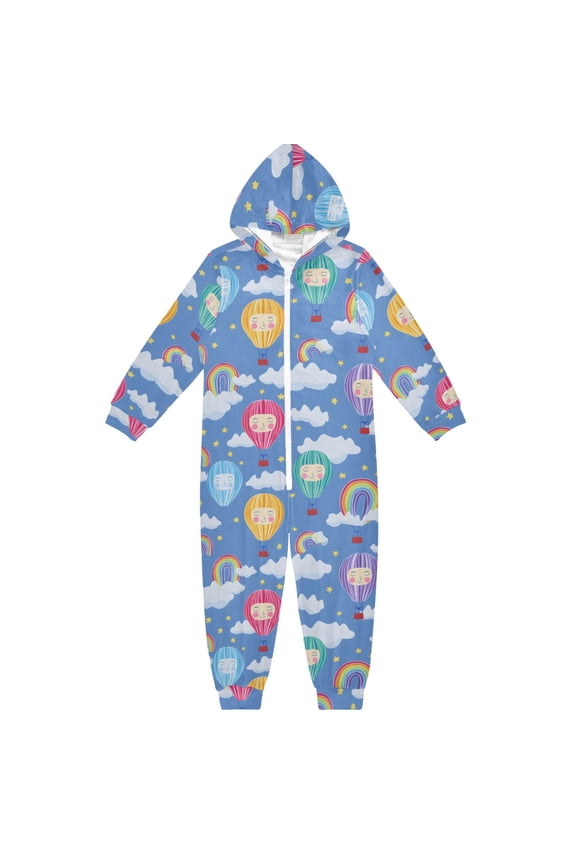 Happy Balloon Sky One Piece Pajamas Soft Jumpsuit Cozy Sleep and Play Romper Zipper and Pockets 7-8T