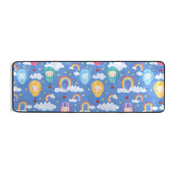 Happy Balloon Sky Runner Rug 24x72 Inch Cushioned Non Slip Soft Absorbent Floor Mat