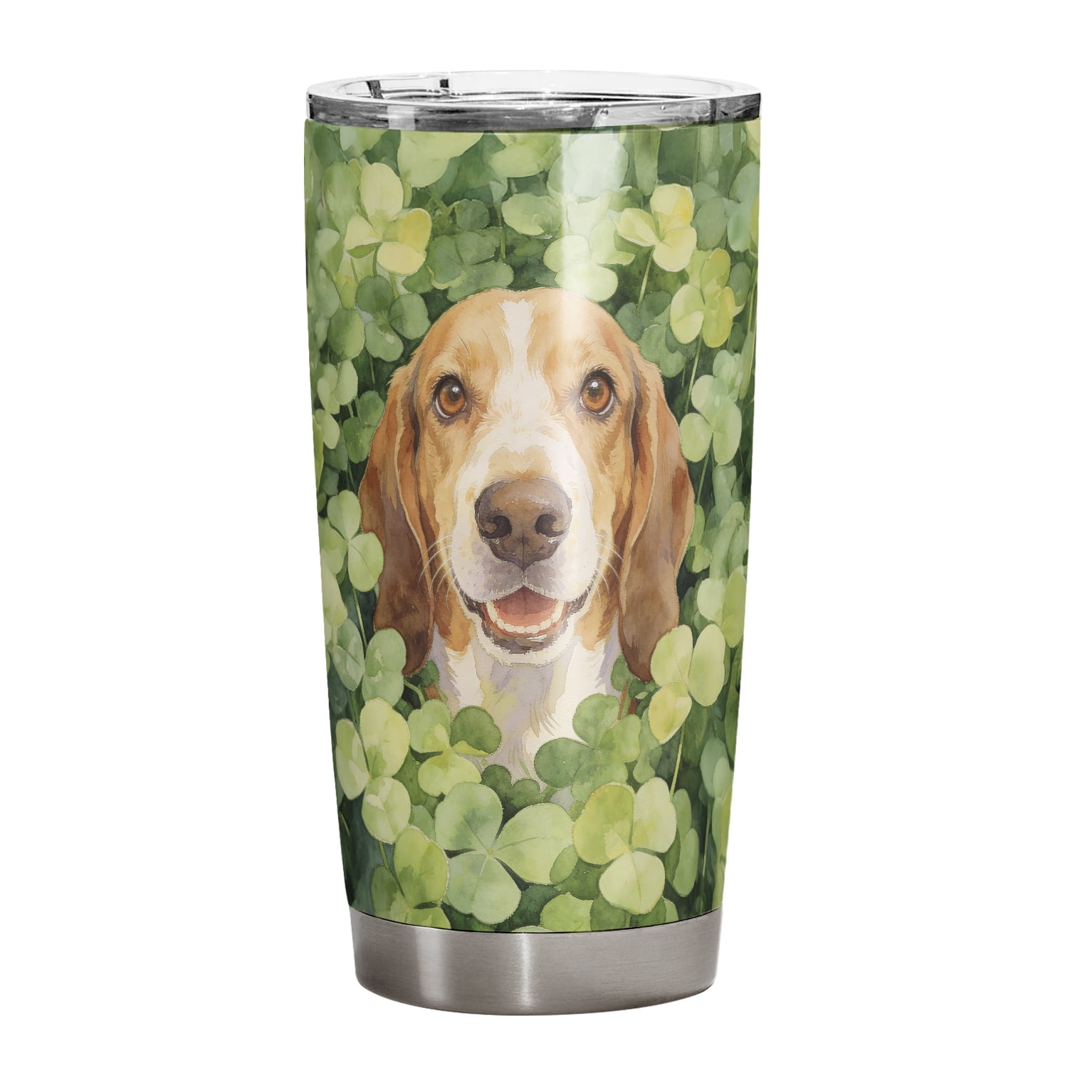 Happy Basset Hound Welcome St Patrick's Day Lucky Shamrocks Clover 20oz ...