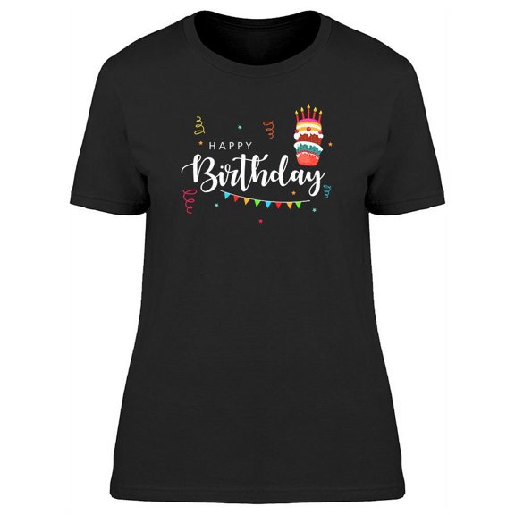 Happy Bday Cake T-Shirt Women -Image by Shutterstock, Female Medium
