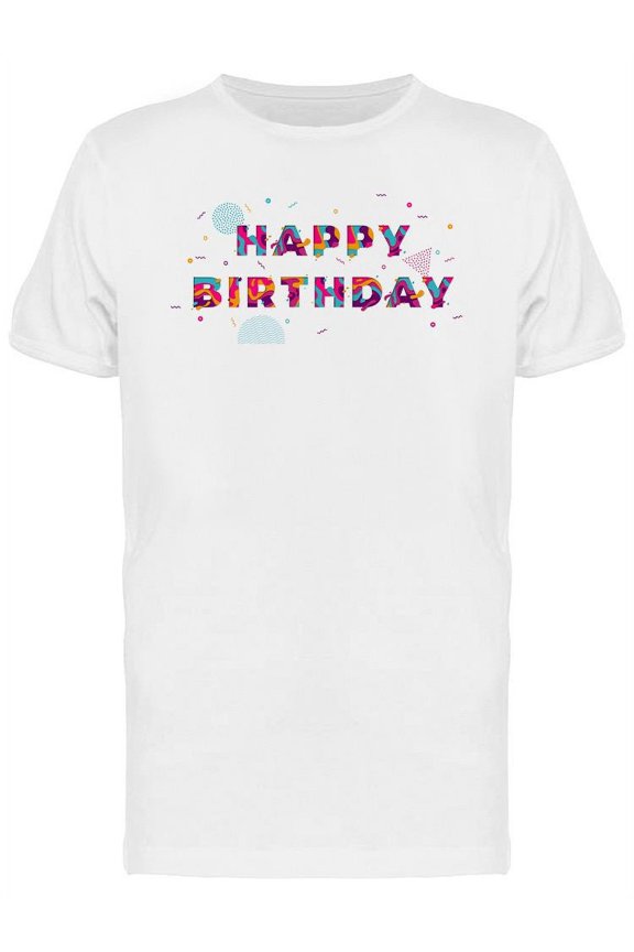 Happy Bday Confetti T-Shirt Men -Image by Shutterstock, Male Medium