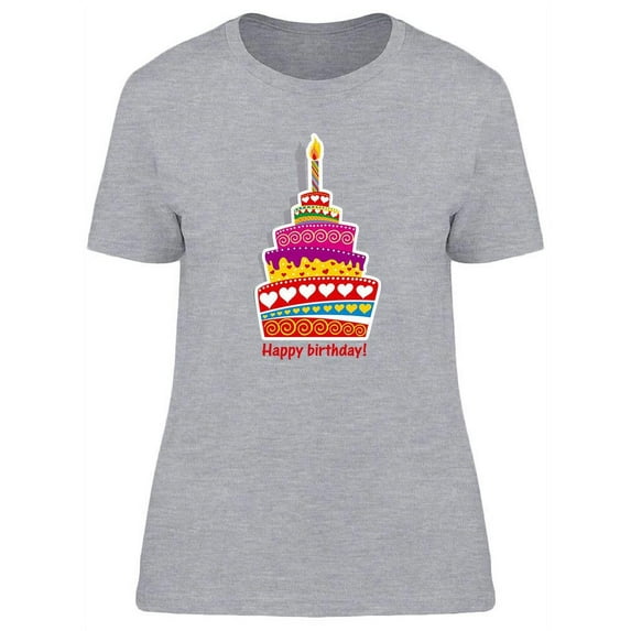 Happy Bday With Big Cake T-Shirt Women -Image by Shutterstock, Female Medium