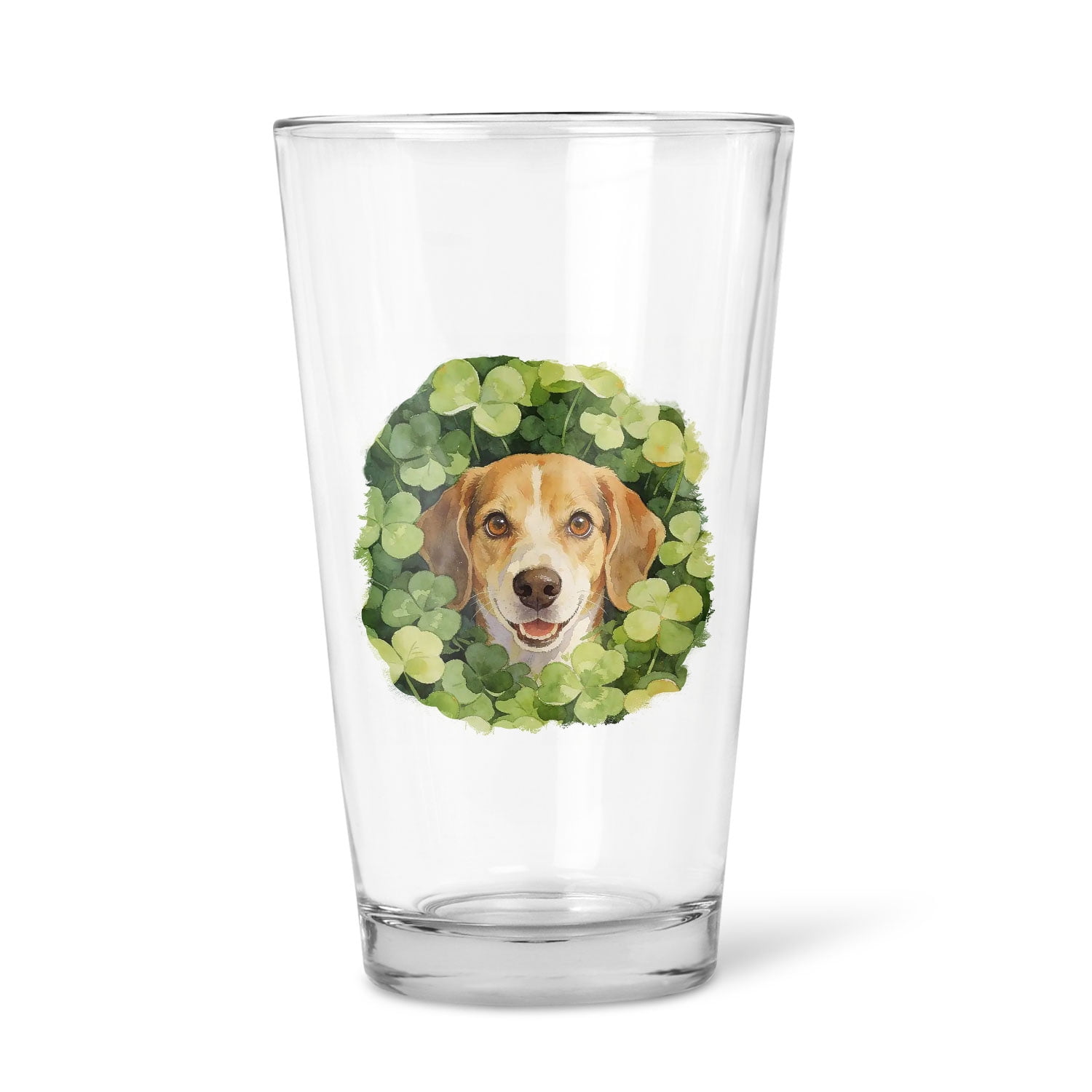 Happy Beagle Welcome St Patrick's Day Lucky Shamrocks Clover 16oz Pint ...