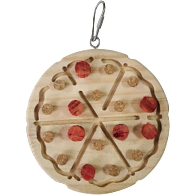 Happy Beaks Wood & Cork Pizza Bird Toy - Multi-Color - 5.12in. - Engaging Chew Toy