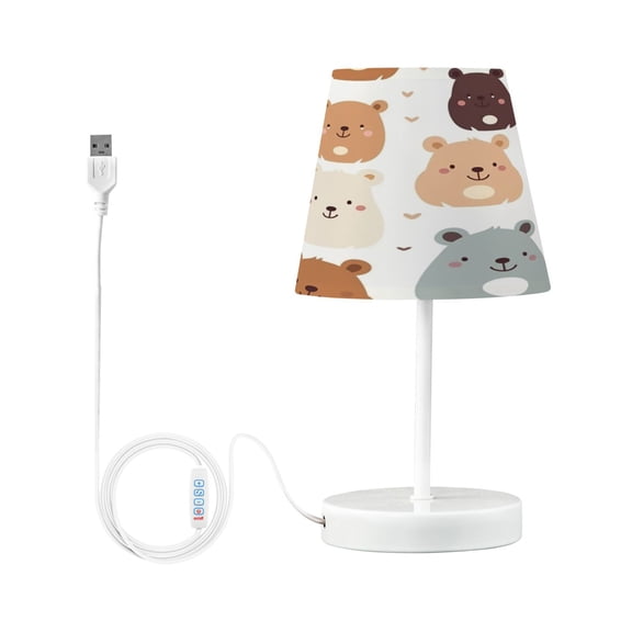 Happy Bear Faces Desk Lamp LED Table Nightstand Lamps with 3 Color Temperatures for Home Bedroom Living Room Decor 8x12