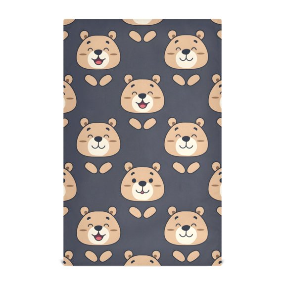 Happy Bear Pattern Kitchen Towels Waffle Weave Decorative Tea Towels Multi Use Dishcloths 28x18in