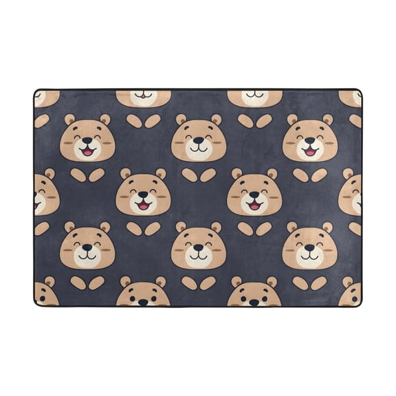 Happy Bear Pattern Rug 36x24in Memory Foam Absorbent Non Slip Plush for Bathroom Kitchen Entryway