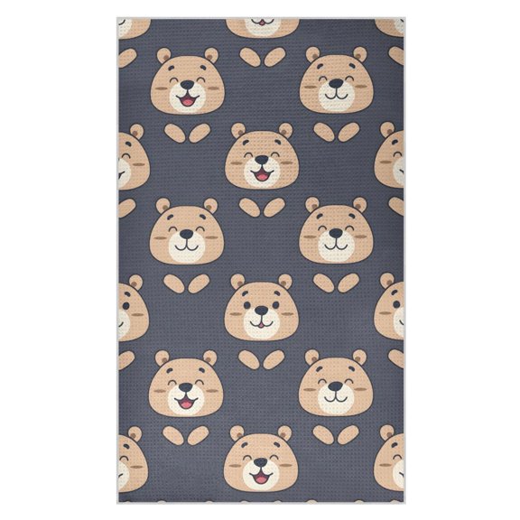 Happy Bear Pattern Waffle Kitchen Towels 18x30 in Soft Absorbent Quick Dry Dishcloths