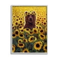 thumbnail image 1 of Happy Bear Sunflower Field Animals & Insects Painting Gray Framed Art Print Wall Art, 1 of 7