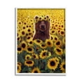 thumbnail image 1 of Happy Bear Sunflower Field Animals & Insects Painting White Framed Art Print Wall Art, 1 of 7