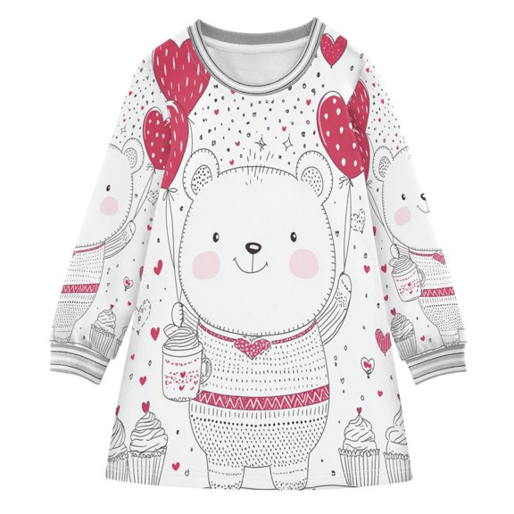 Happy Bears Girls'long-sleeved dress Thickened A-dress Warm Dress Basic Shirt Party Dresses