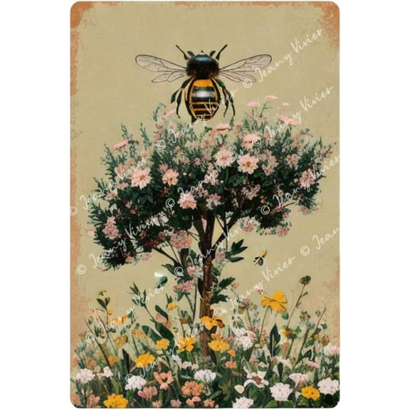 Happy Bee Day Gift - Bumble Bee Themed Birthday Party Decorations for Kids 1st B-Day Honey Bee Party Metal Tin Sign, Bees Decorations For Kitchen, Bedroom Decor For Women 12x16 In