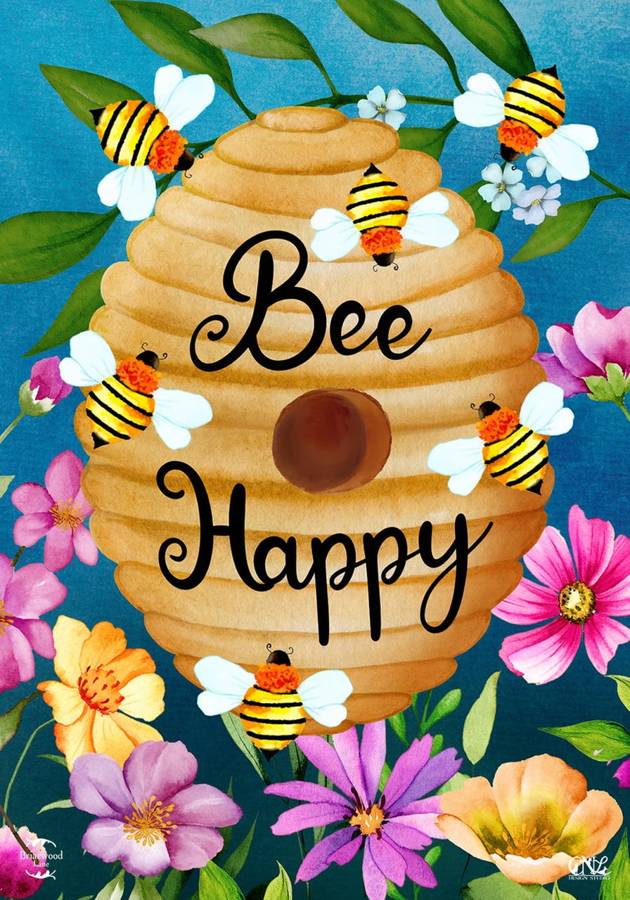 Bee Happy Multicolor Polyester Outdoor Garden Flag 18" x 12.5"