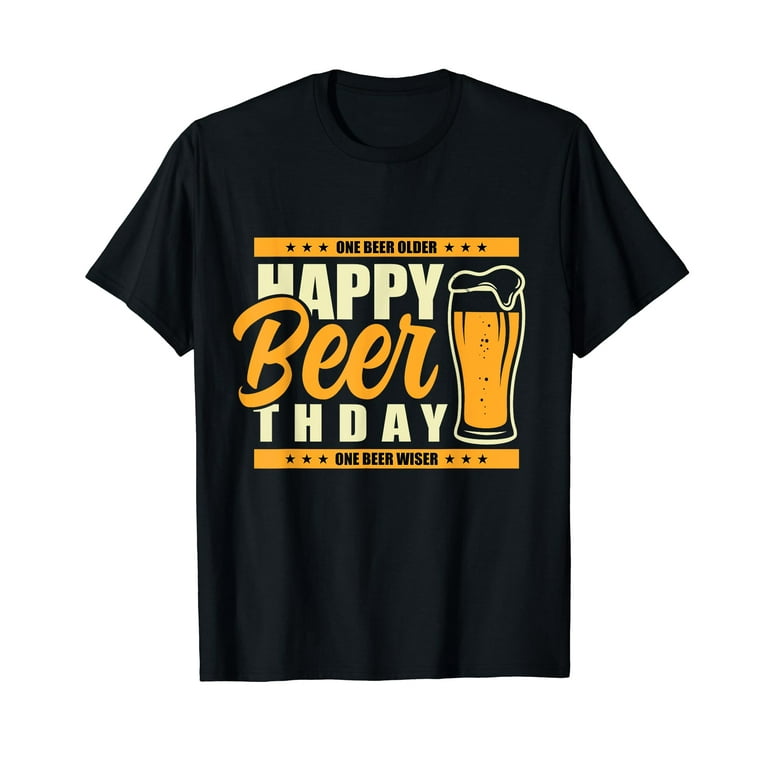 Happy Beer-thday Funny Birthday Beer Pun Black T-shirt Short