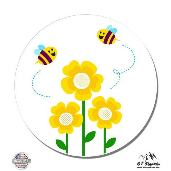 Happy Bees - 3" Vinyl Sticker - For Car Laptop I-Pad Phone Helmet Hard Hat - Waterproof Decal