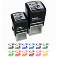 thumbnail image 1 of Happy Belated Birthday Sloth Friend with Present Self-Inking Rubber Stamp Ink Stamper - Fuchsia Ink - Small 1 Inch, 1 of 7
