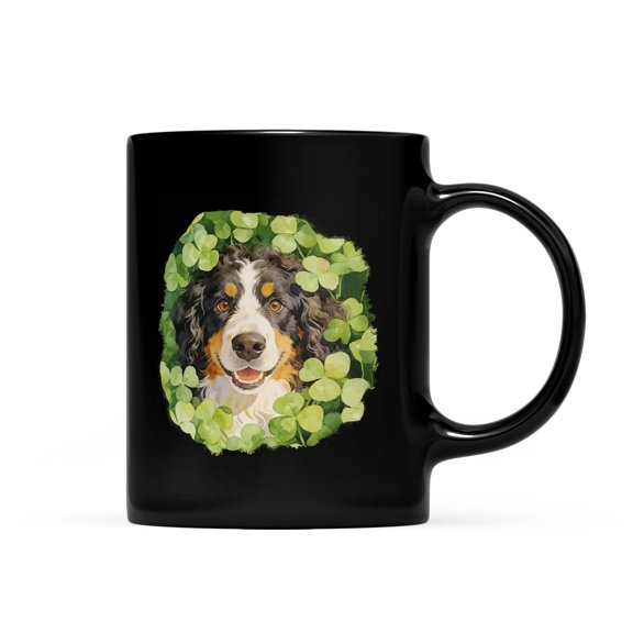 Happy Bernedoodle Welcome St Patrick's Day Lucky Shamrocks Clover Mug Doodle Dog Lover Coffee Tea Cup - 22001