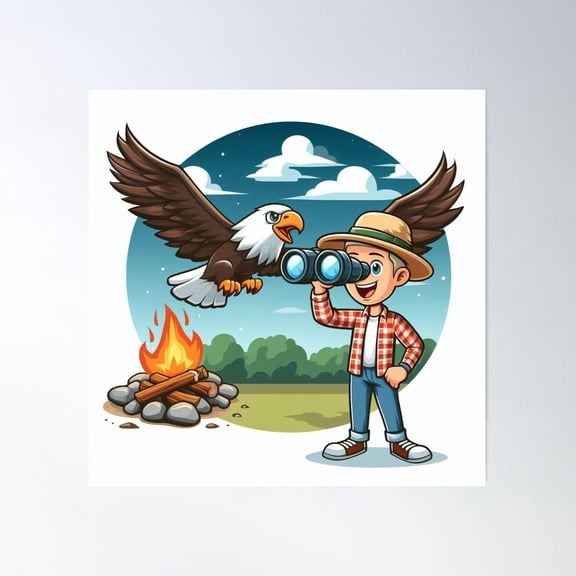 Happy Bird Watcher Poster Wall Art, Modern Wall Decor For Living Room Bedroom, 8x12 UNFRAMED