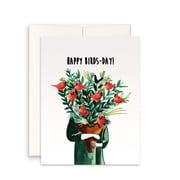 Happy Birds-Day Card   Colorful Cardinal Bouquet Design   Blank Inside, Envelope Included   Perfect for Birthdays, Bird Lovers, and Nature Enthusiasts