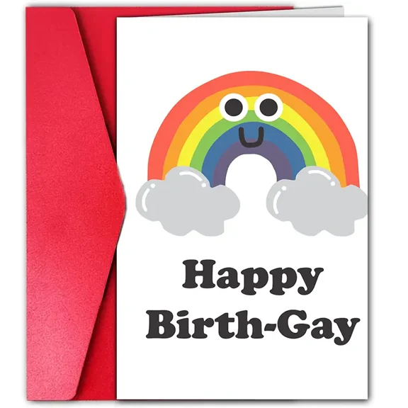 Happy Birth-Gay Card with Rainbow Design  Colorful Birthday Greeting Card for LGBTQ+ Friends  Envelope Included, Blank Inside  Perfect for Celebrating Pride and Birthdays