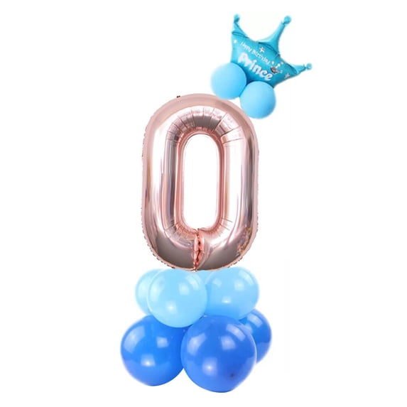 Happy Birthday 0 1 2 3 4 5 6 7 8 9 Rose Gold Number Foil Balloon Digital Helium Balloons Wedding Decor Birthday Party Balloon blue Number 0