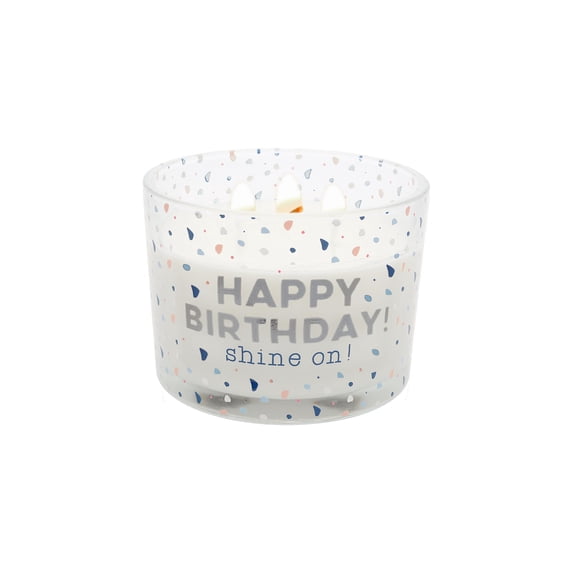 Pavilion Gift Company- Happy Birthday - 11oz Soy Wax Candle Friend Family Sibling Birthday Tranquility Scent Three Wick Home Decor