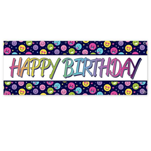 Happy Birthday 13 oz Vinyl Banner With Metal Grommets