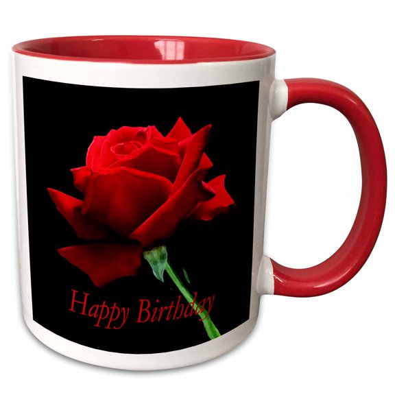 3drose, Happy Birthday, 15oz Two-tone Red Mug