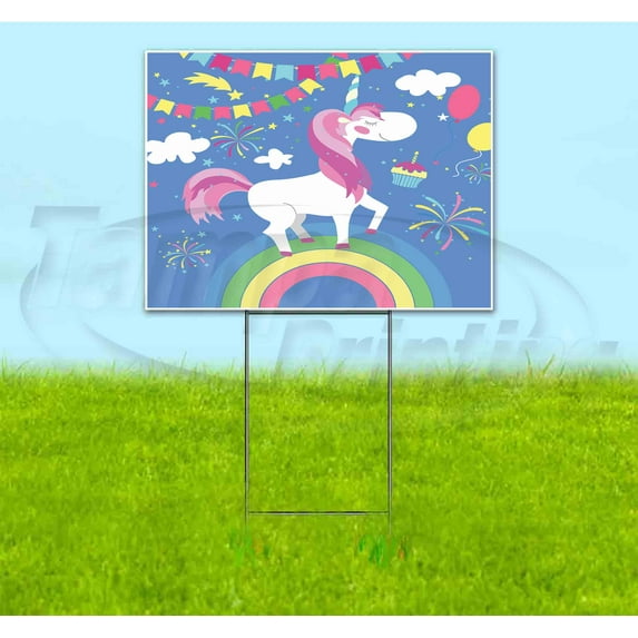 Happy Birthday (18" x 24") Yard Sign, Includes Metal Step Stake