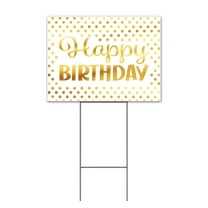 Happy Birthday (18" x 24") Yard Sign, Includes Metal Step Stake