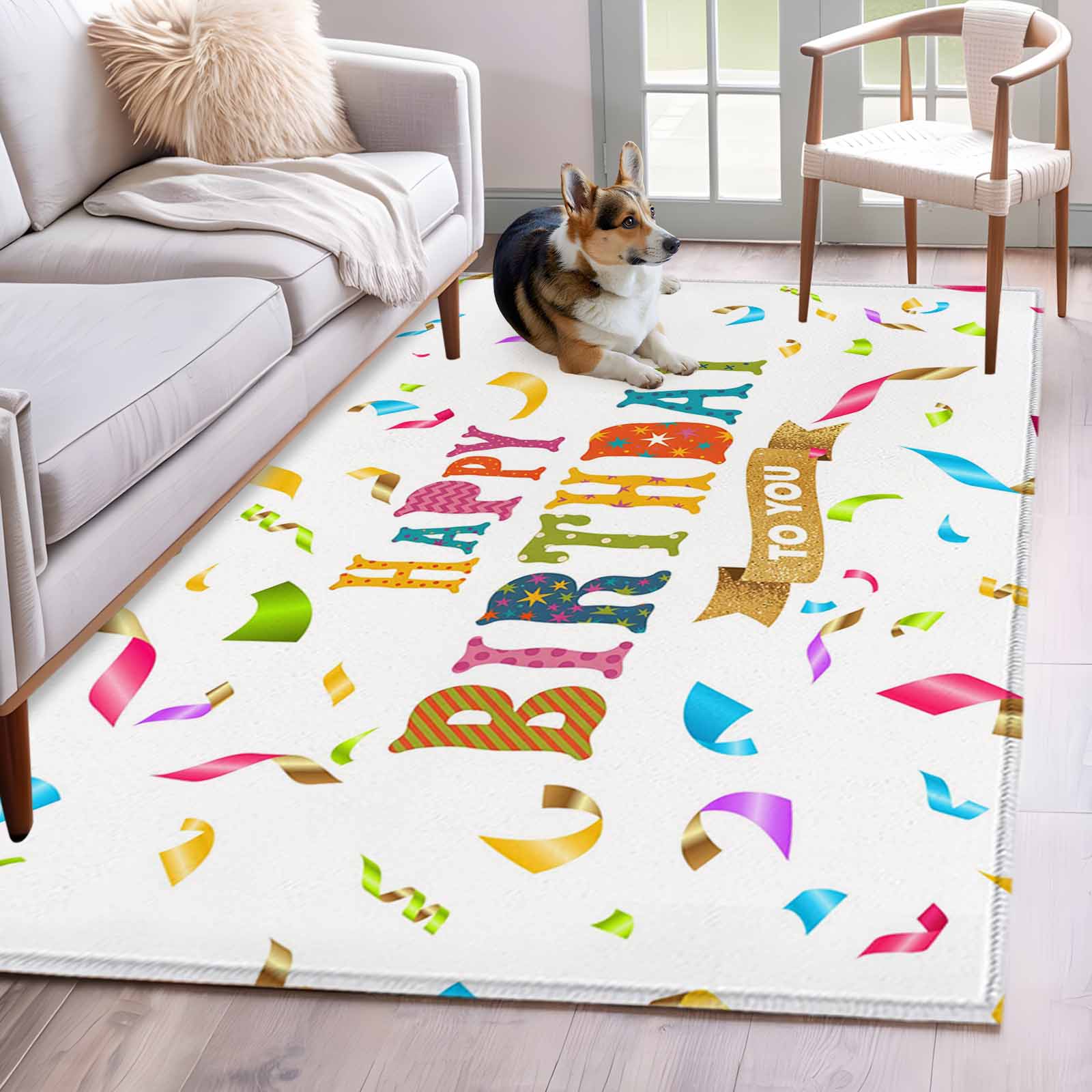Celebration Rug Happy Birthday 2.7x5 Rug for Office Desk Chair Area Small Bedroom ...