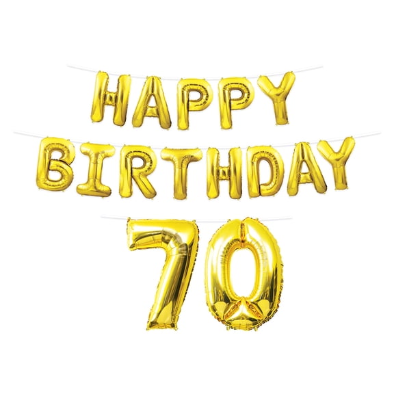 Happy Birthday 70 Balloon Streamer, 14.25" & 25" x 15', (1/Pkg)