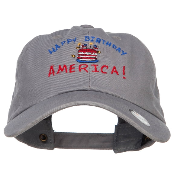 Happy Birthday America Embroidered Unconstructed Cap - Grey OSFM