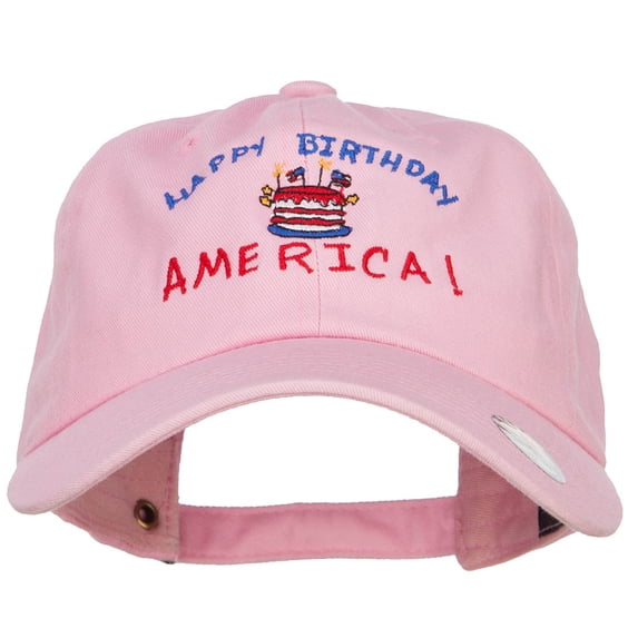 Happy Birthday America Embroidered Unconstructed Cap - Lt Pink OSFM